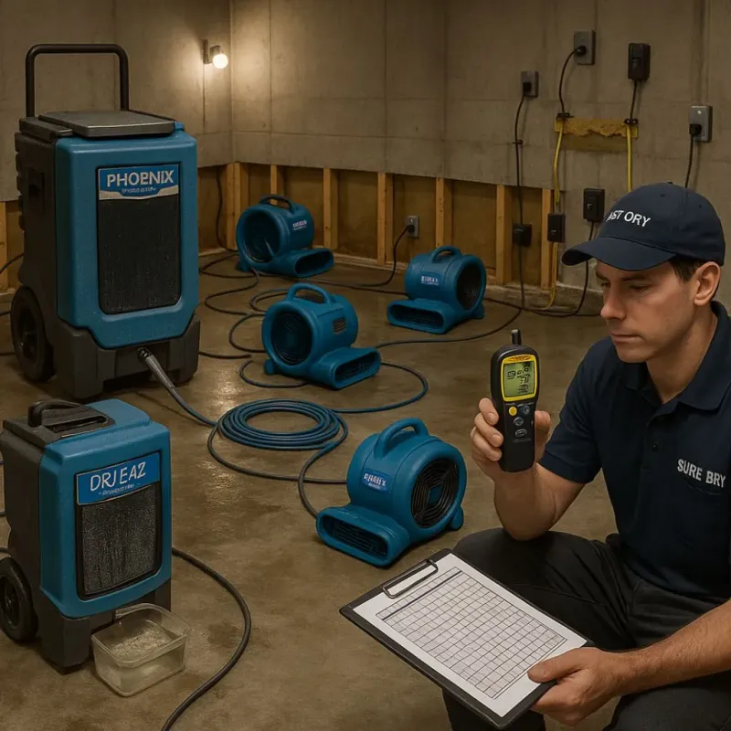 Structural Drying and Dehumidification process in Middlebush, NJ